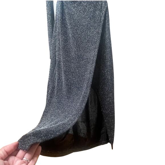 Cocktail Bardot One Sleeve Metallic Midi Dress Size XS/4 - Picture 6 of 10